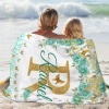 Turquoise Flowers Butterfly Flannel Blanket