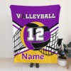 Purple Yellow Black Volleyball Flannel Blanket