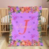 Custom Purple Baby Blanket with Floral Personalized Text - Soft and Stylish Minky Blanket