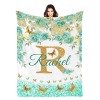 Turquoise Flowers Butterfly Flannel Blanket