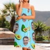 Unique Avocado Personalized Bathrobe with Human Head Design Bath Wrap Towels for Women