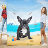 French Bulldog on Beach Fleece Blanket Throw Blanket