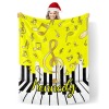 Yellow Music Notes Piano Key Thickened Flannel Blanket