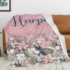 Beautiful Fowers Pink Print Flannel Blanket