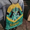 Light Green Gold Cheer Cheerleader Drawstring Backpack