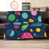 Kids Outer Space Rockets Planets Constellations Fleece Blanket Throw Blanket