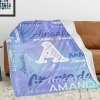L-004-Text Blue Blanket