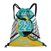 Turquoise Gold Volleyball Drawstring Backpack
