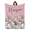 Beautiful Fowers Pink Print Flannel Blanket