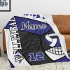 Volleyball Blue Black White Flannel Blanket