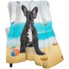 French Bulldog on Beach Fleece Blanket Throw Blanket